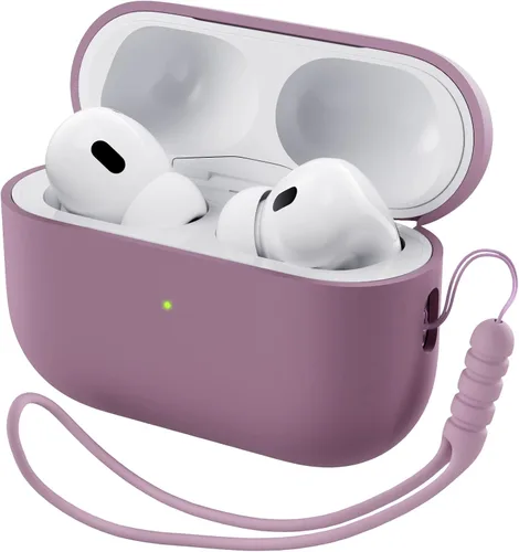 Vista 13 de ORNARTO Funda compatible con AirPods Pro 2 2022, silicona híbrida protectora completa para AirPods Pro de 2ª generación, cubierta frontal LED