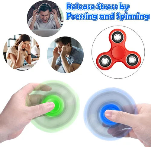 Vista 7 de SCIONE Fidget Spinners - Paquete de 5 juguetes sensoriales para aliviar el estrés para adultos y niños, juguetes para reducir la ansiedad, rellenos