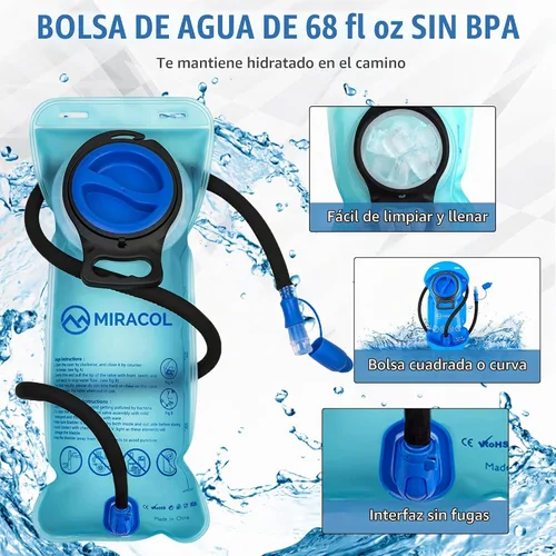 Vista 5 de Mochila de hidratación para senderismo con bolsa de agua - Miracol Bolsa de agua aislada con vejiga de 2L