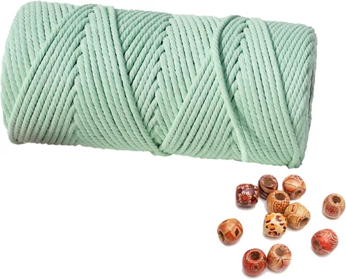 Vista 36 de Cordón de macramé beige de 0.078 pulgadas x 220 yardas, cuerda de algodón torcido de 4 hebras natural para colgar en la pared, manualidades, cordel