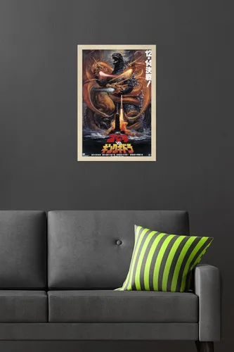 Vista 6 de Trends International Godzilla - Póster de pared Godzilla vs King Ghidorah (1991), 22.4 pulgadas de largo x 14.7 pulgadas, versión rubia enmarcada
