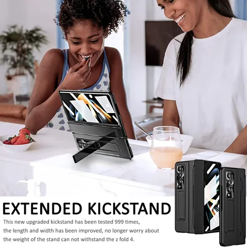 Vista 5 de Miimall Funda compatible con Samsung Galaxy Z Fold 4, Z Fold 4 con protección mejorada de bisagra, película de lente de cámara, protector