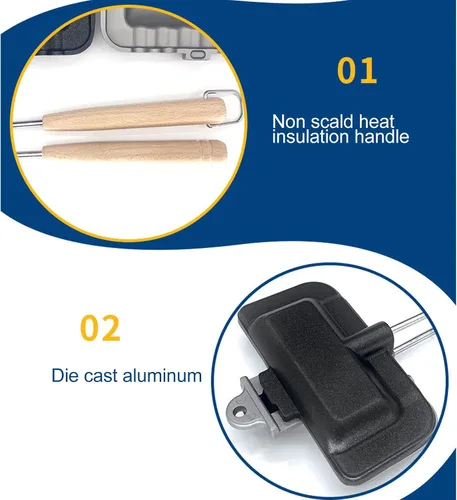 Vista 5 de Sartén de doble cara, sartén antiadherente para hornear con mango extraíble para panqueques, tortillas, frittatas, parrilla abatible compacta