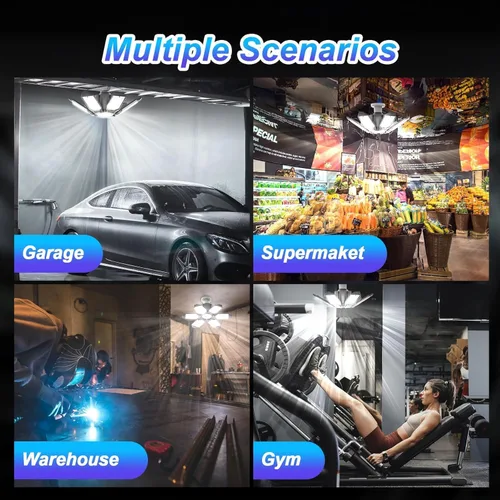 Vista 5 de Paquete de 6 luces de garaje de 220 W LED deformables para taller E26 E27 tornillo en garaje