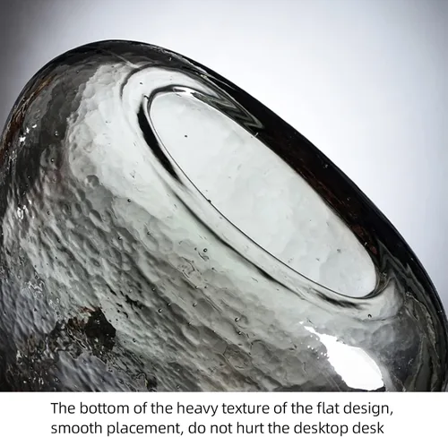 Vista 5 de Florero para flores, florero de cristal único, cuenco de pescado con burbujas y asas, florero transparente para centros de mesa, decoración