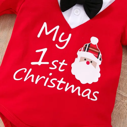 Vista 8 de VINUOKER Infant Baby Gentleman Clothes Set First Christmas Outfit Xmas Santa Baby Jumpsuit Romper 3pc Cotton Outfit Set