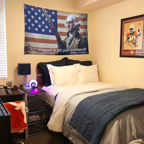 Vista 5 de ZKflager Bandera de Washington Stay Strapped or Get Clapped, banderas divertidas para habitación chicos cita meme banner de 3 x 5 pies dormitorio