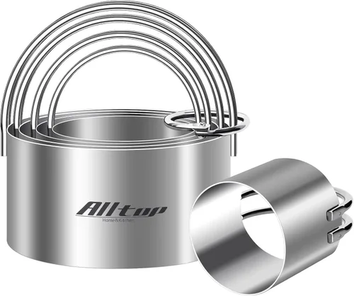 Vista 2 de ALLTOP Cortador de galletas circular, herramienta profesional de acero inoxidable redondo con mango de anillo para hornear donas de pastelería