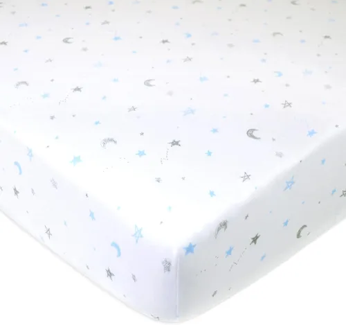 Vista 15 de American Baby Company - Paquete de cuna para bebé: cubre colchón protector, sábana a la medida y manta térmica., paquete de de 1, Ballenas turquesa