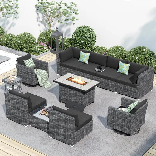 Vista 40 de HOOOWOOO Patio Sectional Furniture Set,2 Piece Couch Set with 2 Matching Armless Chairs(Beige)