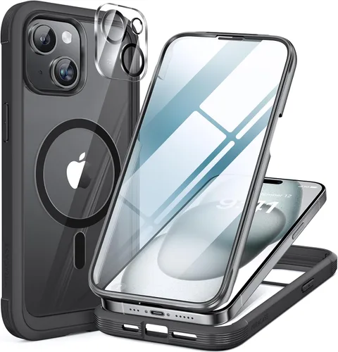 Vista 59 de Miracase - Funda magnética para iPhone 13 Pro Max de 6.7 pulgadas (compatible con MagSafe), transparente, completo, protector de pantalla de vidrio