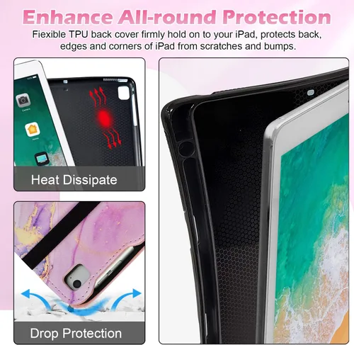 Vista 6 de Zonefoker Fundas para iPad de 6ª generación 2018/2017, iPad Air 2 2014 #02 Mármol Rosa