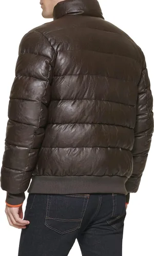 Vista 4 de Tommy Hilfiger Men's Midweight Quilted Faux Leather Bomber