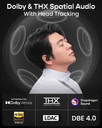 Vista 2 de Cleer ARC 5 - Auriculares de oreja abierta con ganchos, audio espacial Dolby y THX, tiempo de reproducción de 60 horas, carga rápida, impermeables