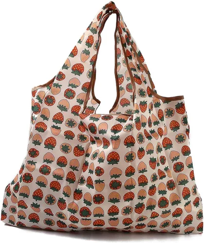 Vista 17 de BEEFLYING Bolsas de comestibles plegables, de nailon, ecológicas y reutilizables, impermeables, bolsas de la compra plegables