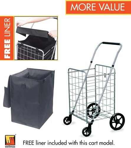 Vista 3 de Wellmax Carrito de la compra con ruedas giratorias y cesta doble para comestibles Todos los modelos WM99024S 99025S 99026S 99028S