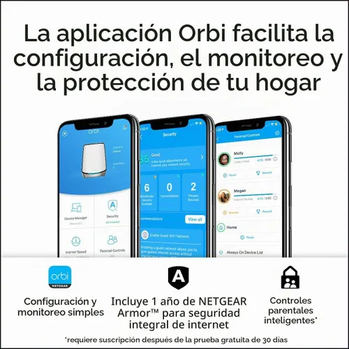 Vista 8 de NETGEAR Orbi Tri-Band WiFi 6 Mesh Network System (RBK862S) - Router + 1 extensor satelital, características de seguridad, hasta 6 Gbps, hasta 5,400