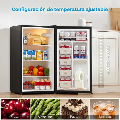 Vista 3 de Midea - Mini refrigerador de 3.3 pies cúbicos, certificado Energy Star, bajo ruido para oficina Termostato ajustable, puerta reversible, ideal