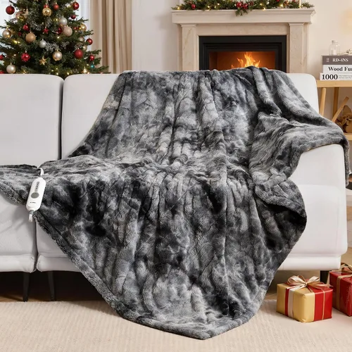 Vista 18 de WOOMER Manta térmica tamaño full de 77" x 84", manta eléctrica con control, temporizador de 0.5 a 12 horas y 10 niveles de calentamiento