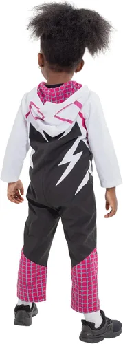 Vista 3 de Marvel Spider-Man Spider-Gwen Ghost Spider Zip Up Cosplay Enterizo para recién nacido a niño pequeño