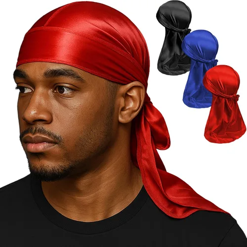 Vista 35 de Premium Durag Pack for Men, Silky Doo Rag for 360 540 720 Waves
