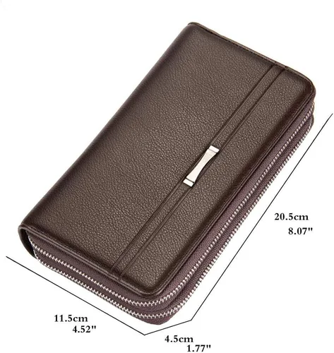 Vista 8 de Hebetag Cartera de cuero para hombre, organizador de muñeca