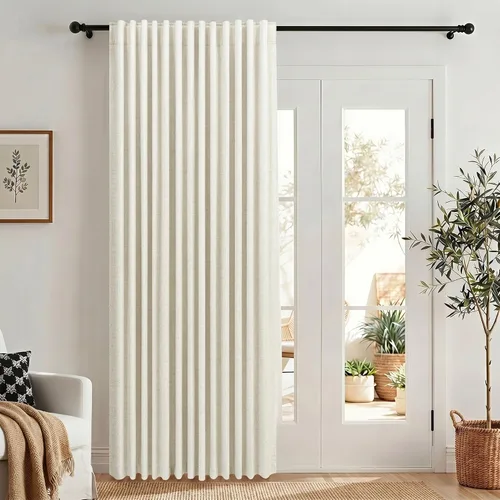 Vista 78 de Pitalk Cortinas cortas 100% opacas de lino para cafetería, 40 pulgadas de largo, 2 paneles, cortinas de puerta francesa para ventana, cortina