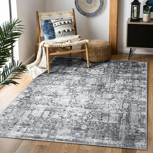 Vista 14 de Alfombra de área de 5 x 7, alfombra bohemia vintage, ultra suave, de pelo bajo, lavable, antideslizante, resistente a las manchas, alfombra impresa