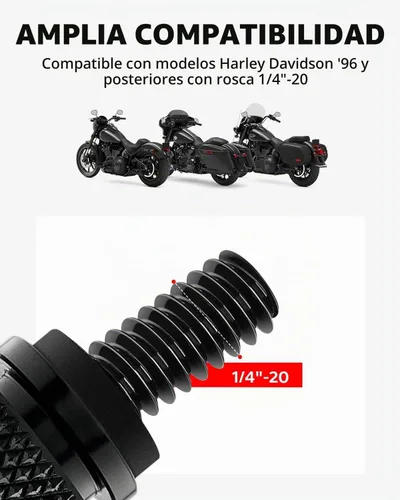 Vista 7 de Amazicha Cubierta de perilla de montaje de tornillo de aluminio negro compatible con Harley Davidson 1996-2024