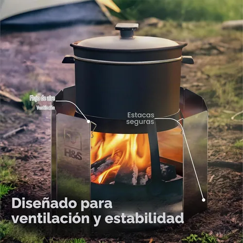 Vista 6 de H&S Parabrisas plegable para estufa de campamento – Parabrisas de estufa de campamento para acampar al aire libre – 10 placas de aluminio