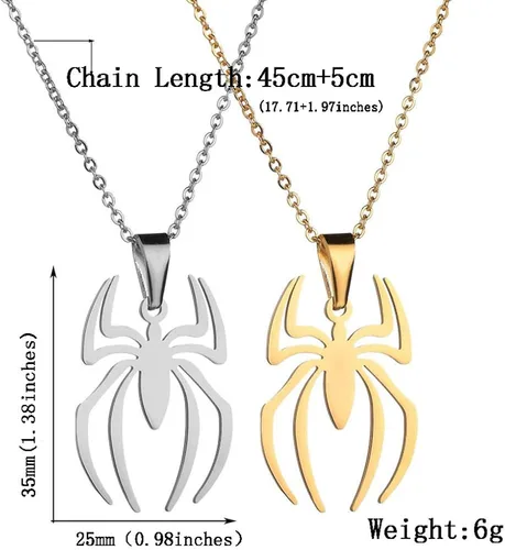 Vista 5 de RZCXBS Collar con colgante de araña de acero inoxidable ligero con dije de Spiderman joyería para niños mujeres niños y niñas Metal
