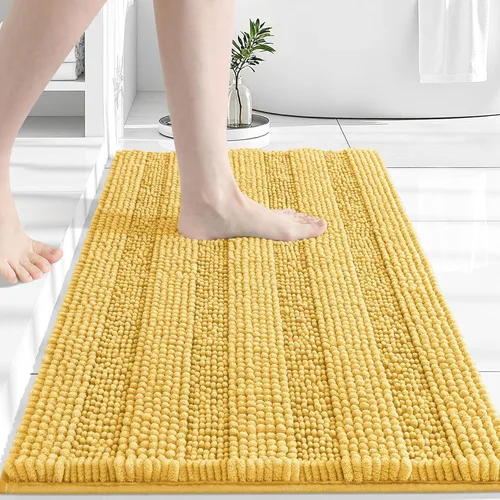 Vista 42 de Grandaily Alfombras de baño de felpilla a rayas de 24 x 16 pulgadas, extra gruesas y suaves, absorbentes, parte trasera de goma, alfombra de ducha