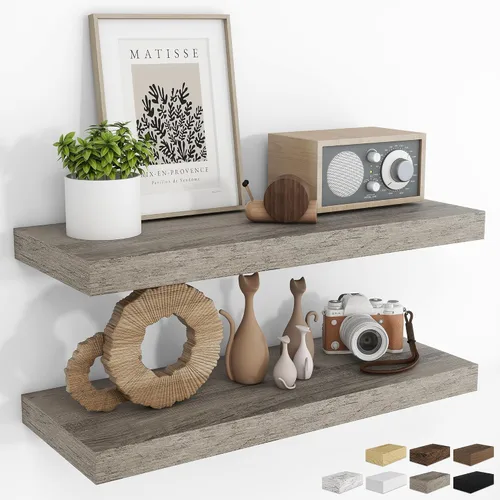 Vista 71 de RICHFOCUS Estantes flotantes de 8 pulgadas para estantes cuadrados de pared para dormitorio, cocina, baño, estante flotante de madera rústica