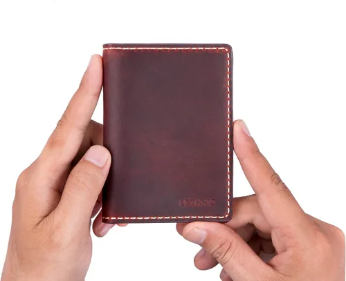 Vista 4 de LETHNIC - Tarjetero de cuero hecho a mano para mujer