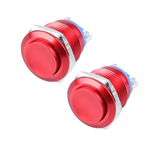 Vista 10 de Paquete de 2 interruptores de botón momentáneos de metal de 0.630 in, impermeables, IP66, terminales de tornillo antivandálicos de 12 V, 24 V, 36 V