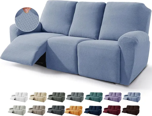 Vista 19 de JIVINER Fundas de sofá reclinable de 8 piezas, fundas elásticas de jacquard para sofá reclinable, fundas para sala de estar, protector suave de 3