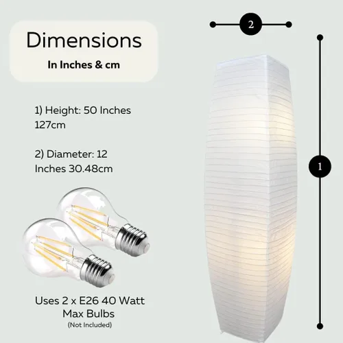 Vista 9 de LIGHTACCENTS Lámparas de pie de papel de arroz para sala de estar, paquete de 2 lámparas de pie de papel blanco con interruptor de pie