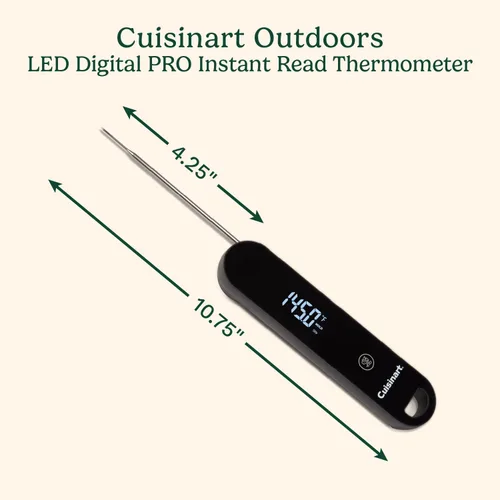 Vista 2 de Cuisinart LED Digital Pro - Termómetro de lectura instantánea, ambidiestro calibrado, impermeable, termómetro de carne para el hogar y la parrilla