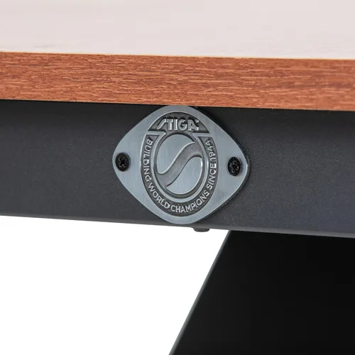 Vista 7 de STIGA Mesa de ping pong ultra interior – Mesa de ping pong de grano de madera de 0.709 in con marco de acero, red de torneo y poste, niveladores