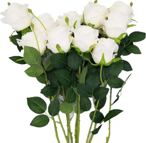 Vista 9 de AnotherGifts Ramo de flores artificiales de seda, flores artificiales de seda, tallos largos, para arreglos de boda, centro de mesa, fiesta, hogar