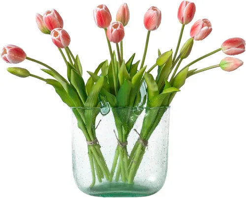 Vista 24 de DUYONE 15 flores de tulipanes artificiales, ramo de látex de tacto real, tulipanes falsos para oficina, boda, fiesta, hogar, cocina, jardín