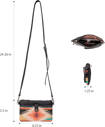 Vista 8 de Wrangler Aztec - Bolso de hombro abierto de lona con bolsa cruzada
