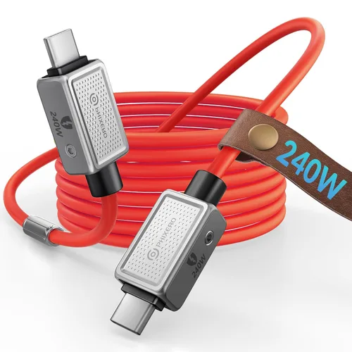 Vista 27 de PHIXERO Cable USB C a USB C de 240 W, aleación de zinc, 20 Gbps, 1.6 pies, negro