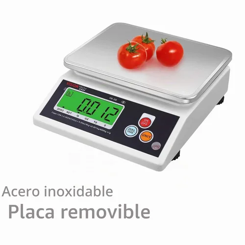 Vista 2 de VisionTechShop VK-2D - Báscula de cocina de alimentos de alta calidad de 0.00 oz, conmutable en libras/oz/kg/g, báscula de alimentos con placa