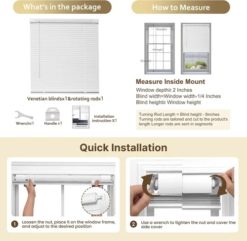Vista 7 de Persianas horizontales inalámbricas sin taladro, persianas de aluminio de 1 pulgada con filtro de luz, oscurecimiento de habitación, persianas