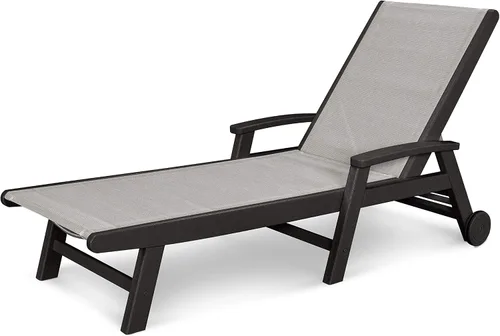 Vista 13 de POLYWOOD® Tumbona costera, negro/honda de arpillera Negro / eslinga de arpillera