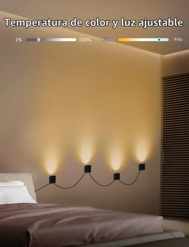 Vista 5 de APPECK - Juego de 4 apliques de pared, luces LED de pared RGBCW de 8 pies con iluminación ambiental
