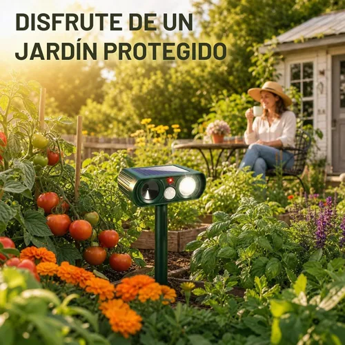 Vista 9 de Repelente de animales ultrasónico solar actualizado 2026 para exteriores, dispositivos repelentes de gatos y ciervos, dispositivos de disuasión