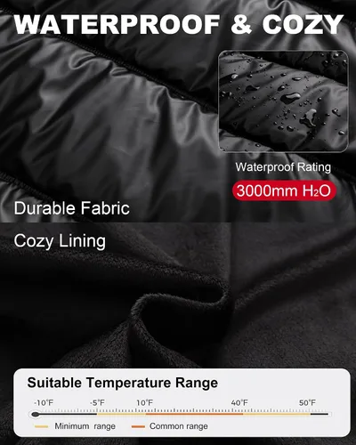 Vista 3 de Chaqueta acolchada para hombre, abrigo de invierno con capucha de piel, impermeable y resistente al viento, forro polar, 4 bolsillos