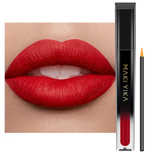 Vista 34 de MAKI YIKA Juego de 3 lápices labiales líquidos mate, color negro y rojo Negro/Rojo Oscuro/Desnudo
